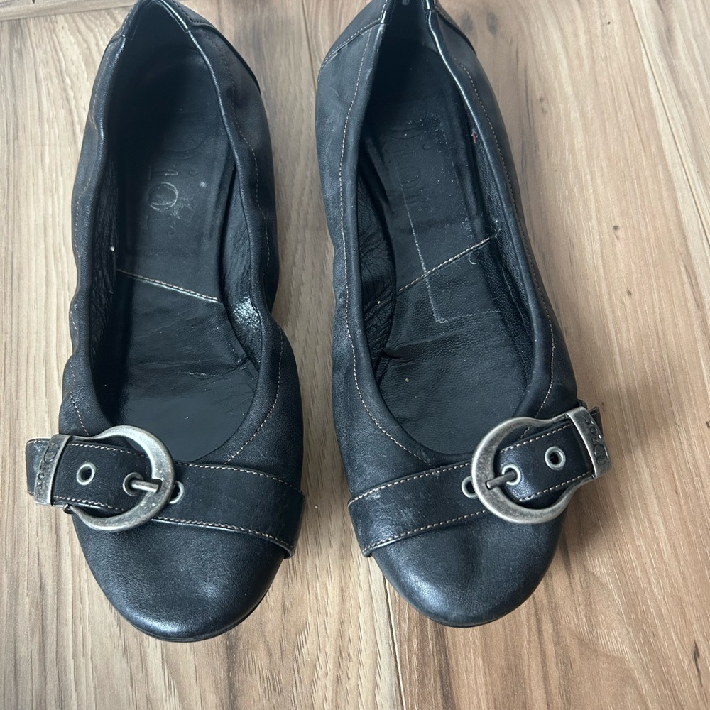 Dior Black Leather Flats with Buckle